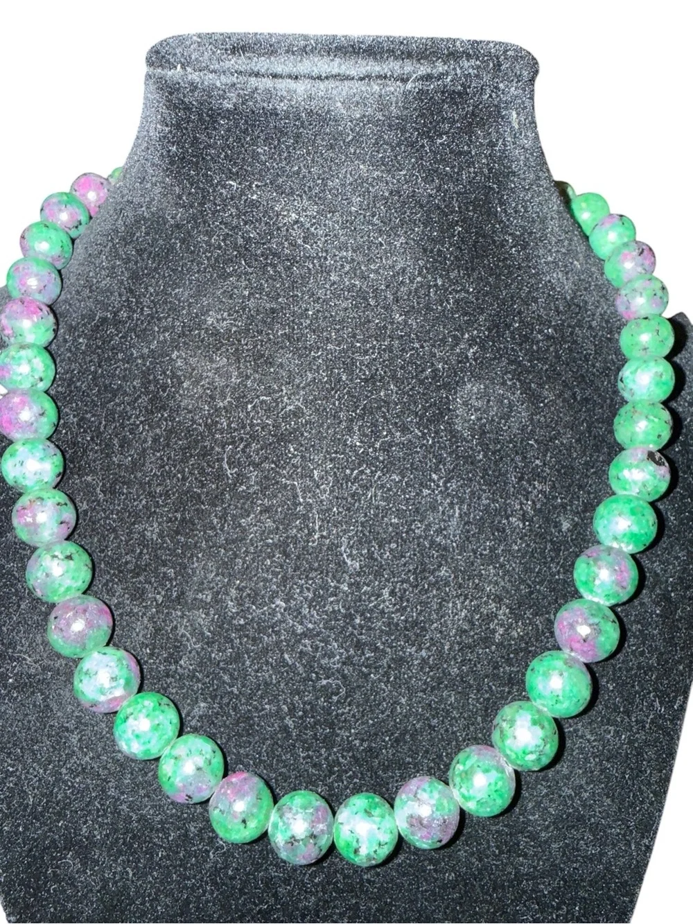 DJOY 925 S. Silver Gemstone Bead Necklace Lot 2 Ruby Zoisite & Red Gemstone 16